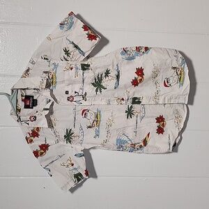 Quicksilver Aloha Shirt Santa Christmas Boys Medium 12-14